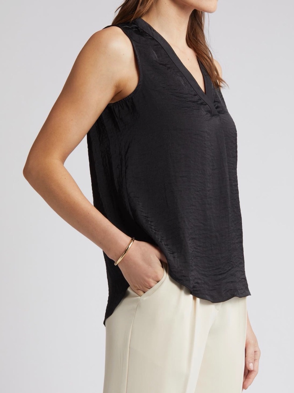 Vince Camuto Rumpled Satin Blouse | M